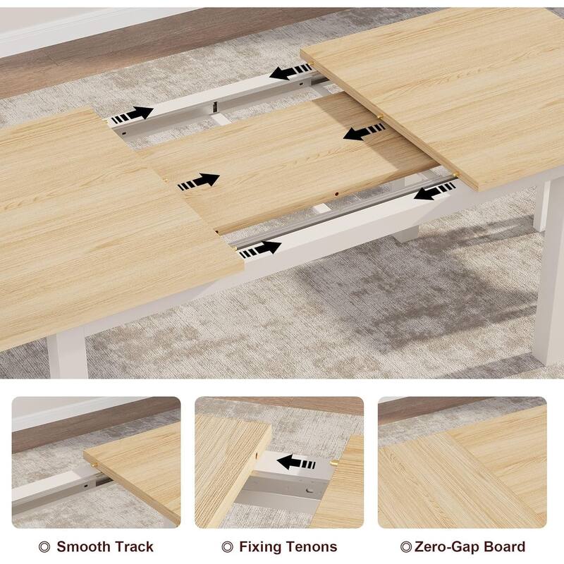 43.7in-63in Extendable Dining Table Set with 2 Benches and 2 Stools