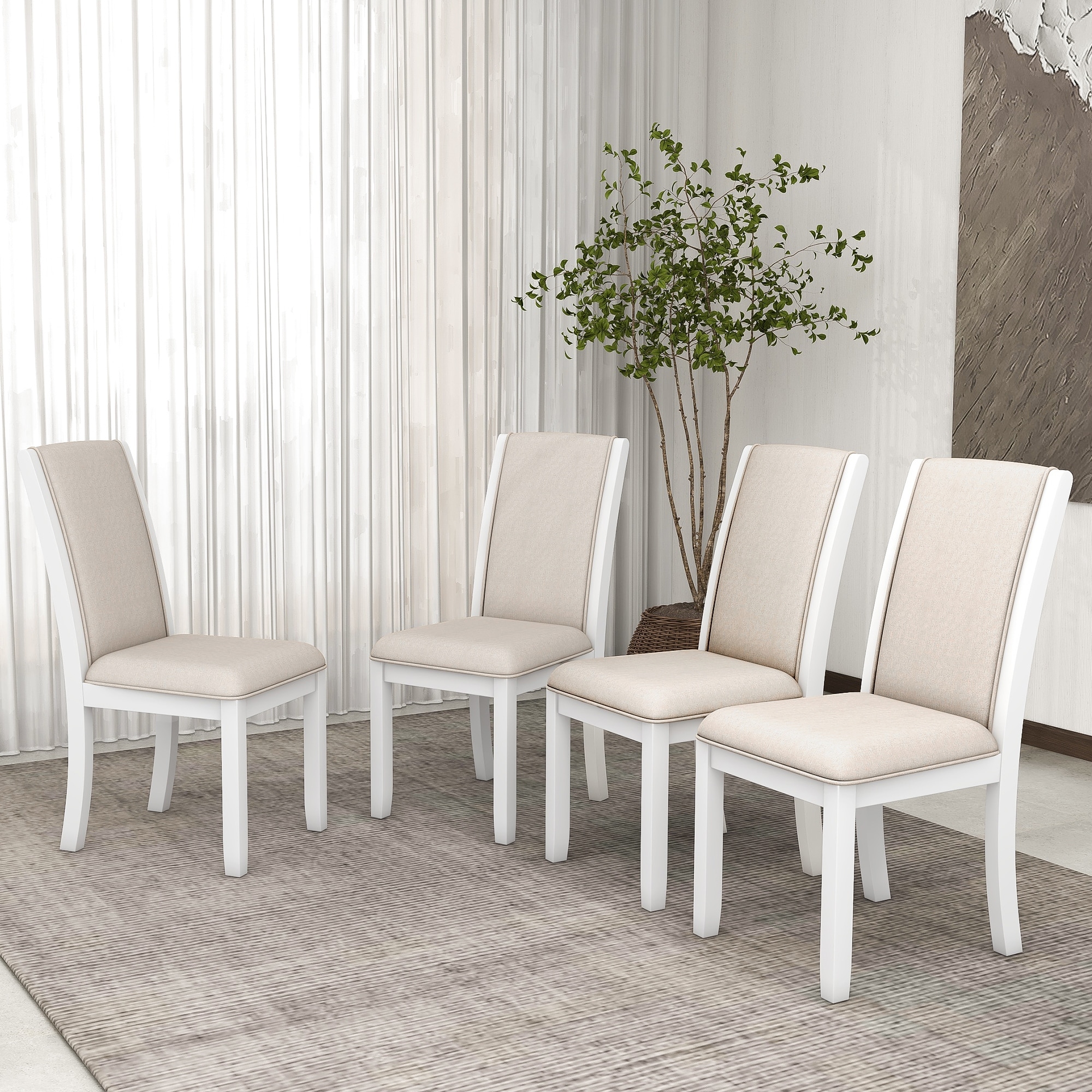 Upholstered Dining Chairs Set of 4 Fabric Dining Room Kitchen