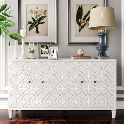 Accent Cabinet 4 Door Wooden Cabinet Sideboard Buffet Server Cabinet