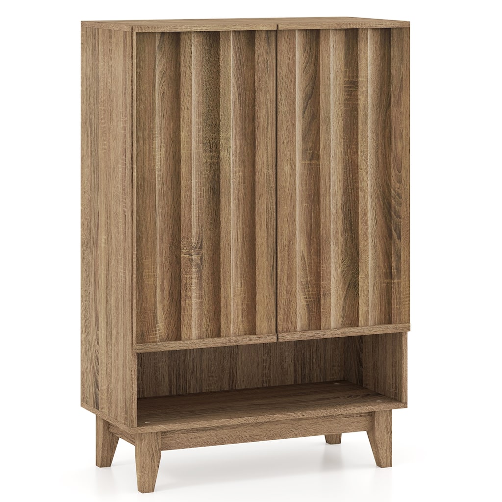 Gymax Shoe Cabinet 6-Tier Shoe Storage Organizer w/2 Fluted Doors 3