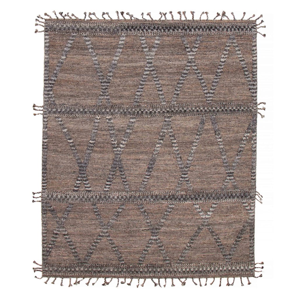 ECARPETGALLERY Hand-knotted Tangier Brown Wool Rug - 8'3 x 10'1