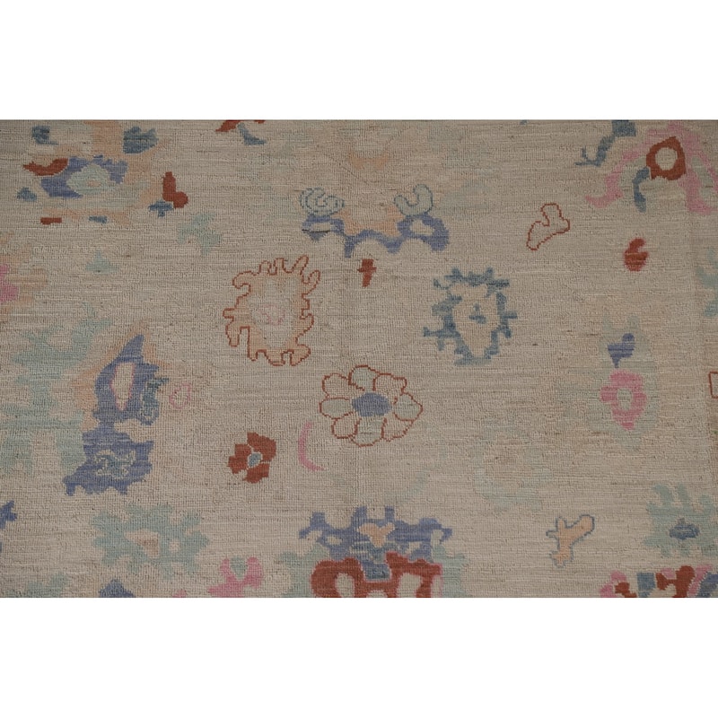 Vegetable Dye Oushak Turkish Area Rug Hand-knotted Wool Floral Carpet - 8'10"x 11'10"