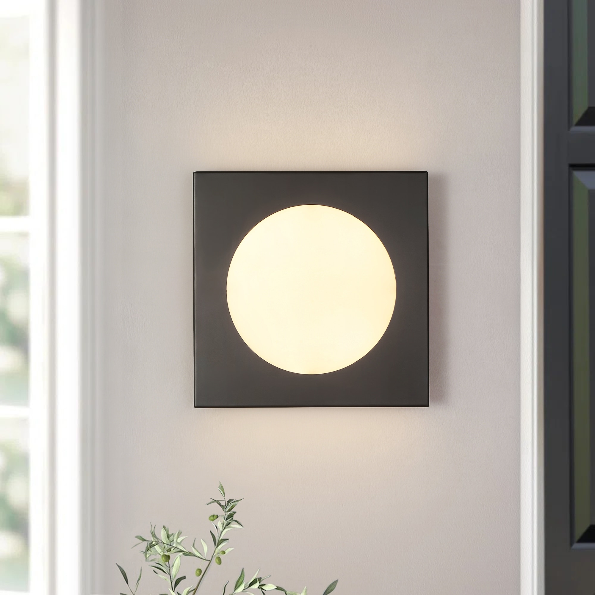 12-in Minimalist Matte Black Rectangle LED Wall Sconce/Ceiling light with Milky White Arcylic Diffuse
