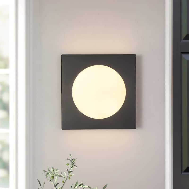 12-in Minimalist Matte Black Rectangle LED Wall Sconce/Flush Mount Ceiling light with Milky White Arcylic Diffuse - Black/White - 12.0 in. W x 12.0 in. H x 2.8 in. D