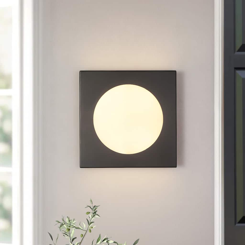 12-in Minimalist Matte Black Rectangle LED Wall Sconce/Flush Mount Ceiling light with Milky White Arcylic Diffuse
