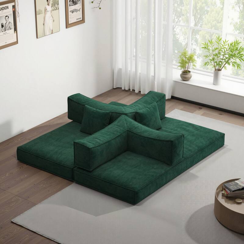 78.8 inch Modular sofa,convertible pudding block sofa(Green)