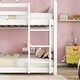 preview thumbnail 4 of 10, White Twin Over Twin House Bunk Bed with Headboards & Ladde