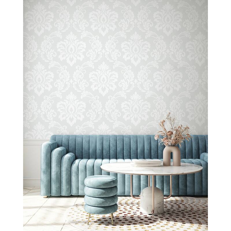 Seabrook Designs Deco Damask Nonwoven Unpasted Wallpaper