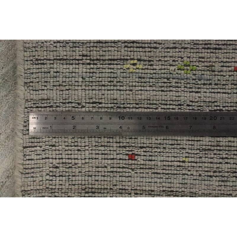 Hand Knotted Oriental Viscose Silk Carpet Tribal Animal Pictorial Beige & Ivories Gabbeh Area Rug - 5' 10'' X 6' 3''