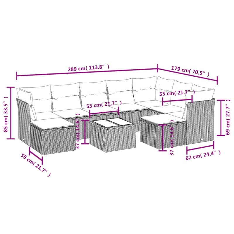 vidaXL Garden Sofa Set Beige and Cream White - 21.7 x 21.7 x 14.6