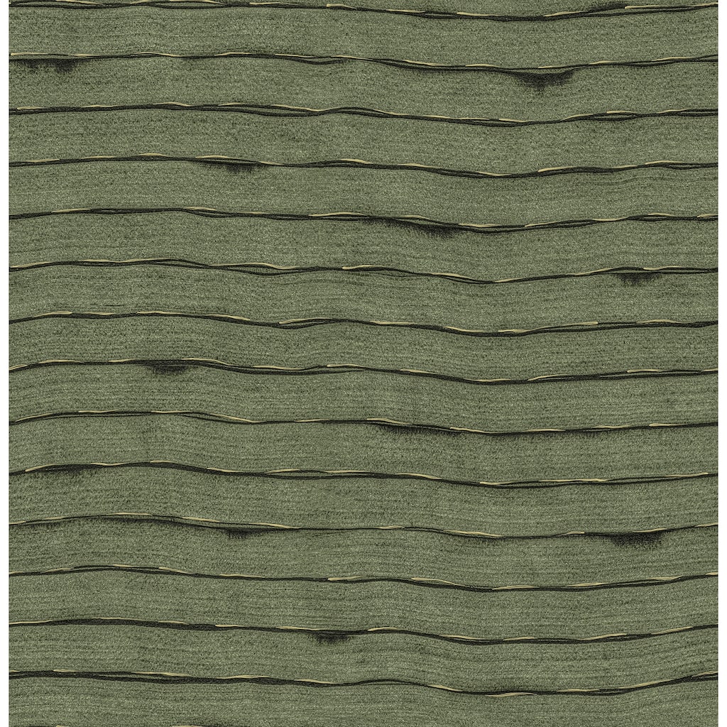 Sarah + Ruby Naia Green Horizontal Wavy Lines Wallpaper