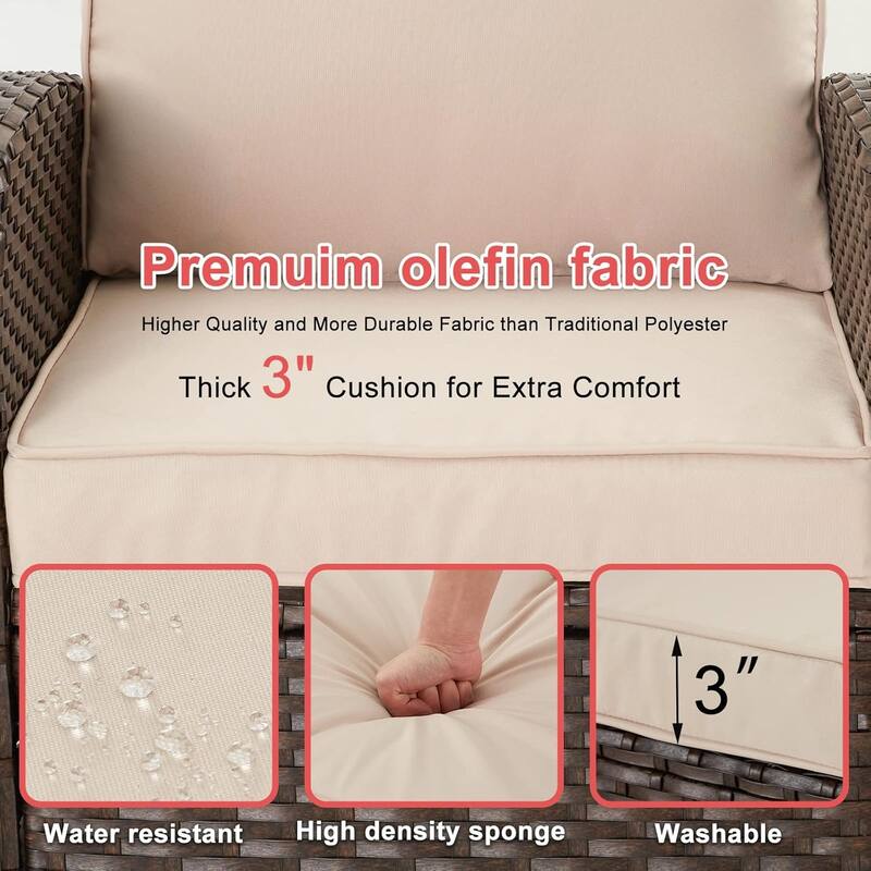 EROMMY 6/7 Piece Modular Outdoor Rattan Sofa Set, All-Weather Wicker Patio Furniture with Storage Table, Cushions & Pillows