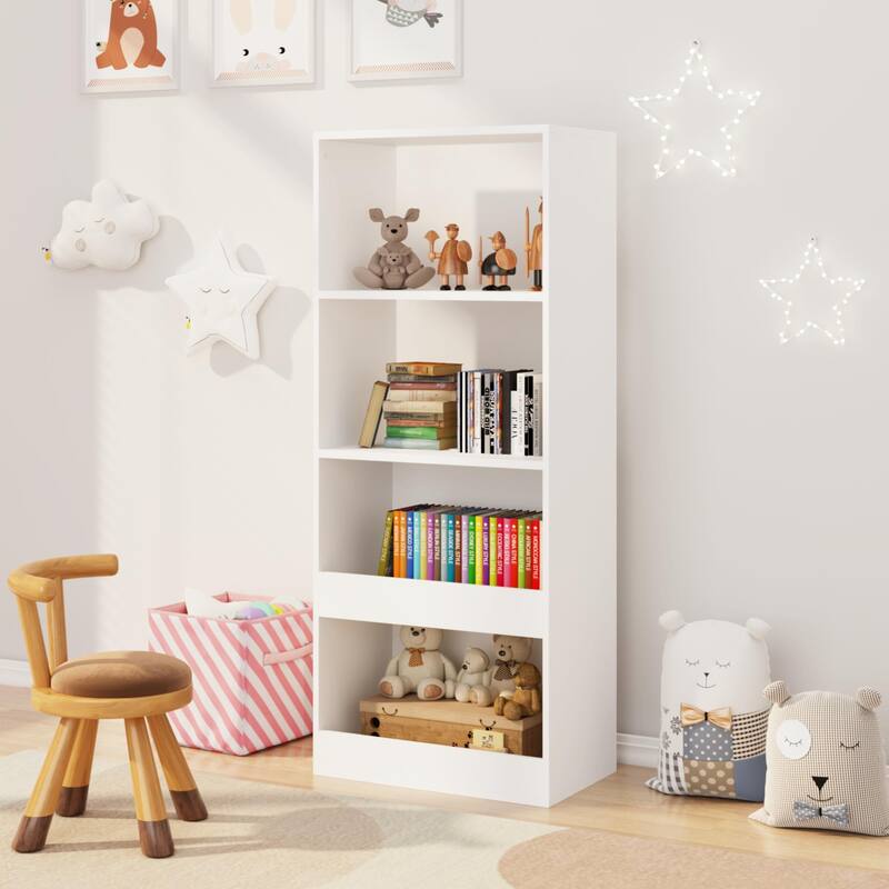 Anmytek White Open Shelf Bookcase Modern Kids Room and Living Room Storage Organizer