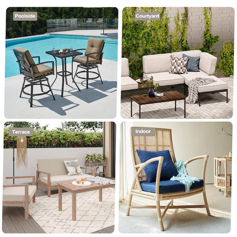 Pellebant 24 x 24 in Outdoor Patio Seat Cushion Set with Sunbrella Fabric