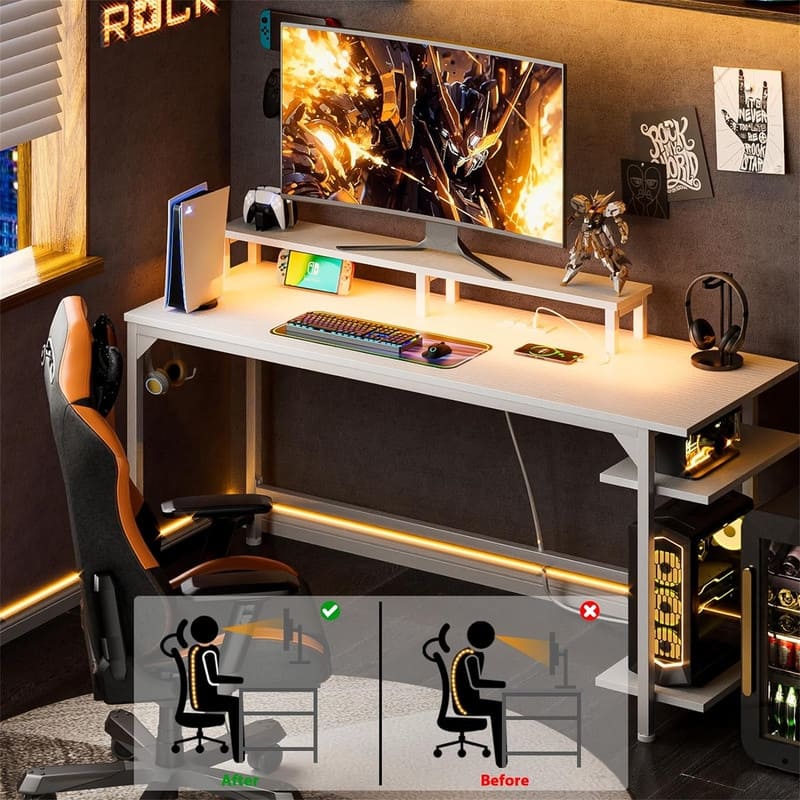 Gaming Desk with Charging Station