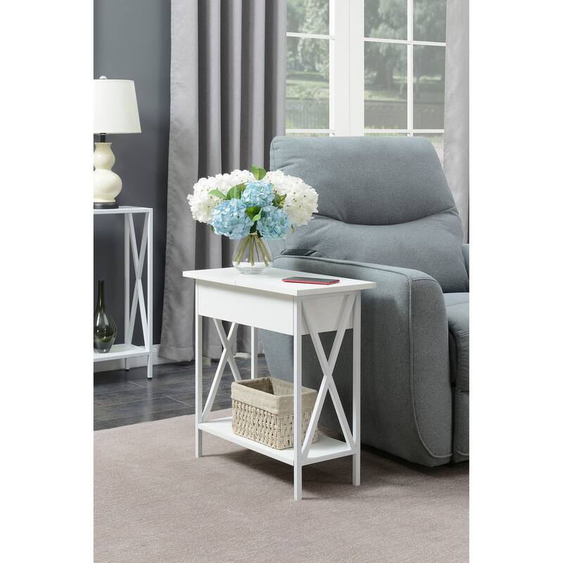Carbon Loft Ehrlich Flip-top End Table with Charging Station - White