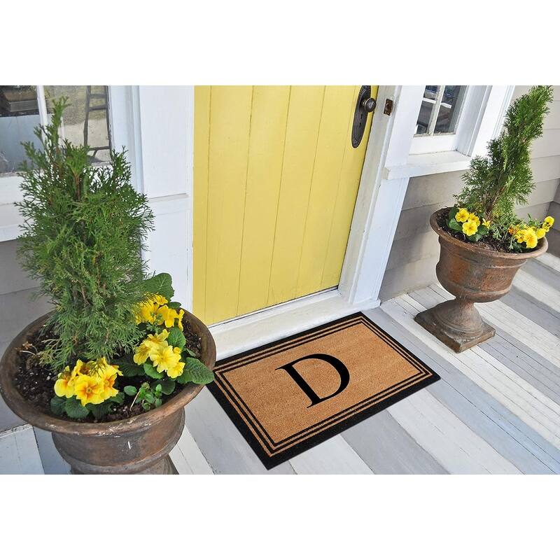 A1HC Pure Natural Coir Monogrammed Heavy Duty PVC Backing Doormat