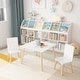 preview thumbnail 5 of 7, Kids Table and 2 Chairs Set, 3 Pieces Toddler Table and Chair Set, Wooden Activity Play Table Set (White)