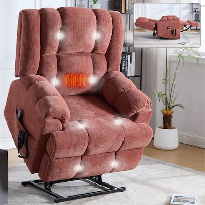 Dual Motor Heat Massage Infinite Position Electric Power Lift Recliners with Power-Remote, Medium-firm and Heavy Duty