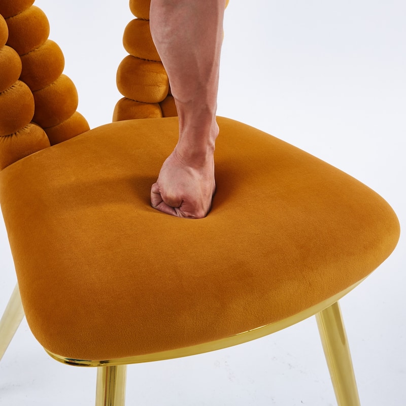 Modern chair(set of 4 ) with iron tube legs, soft cushions and comfortable backrest, hairball back