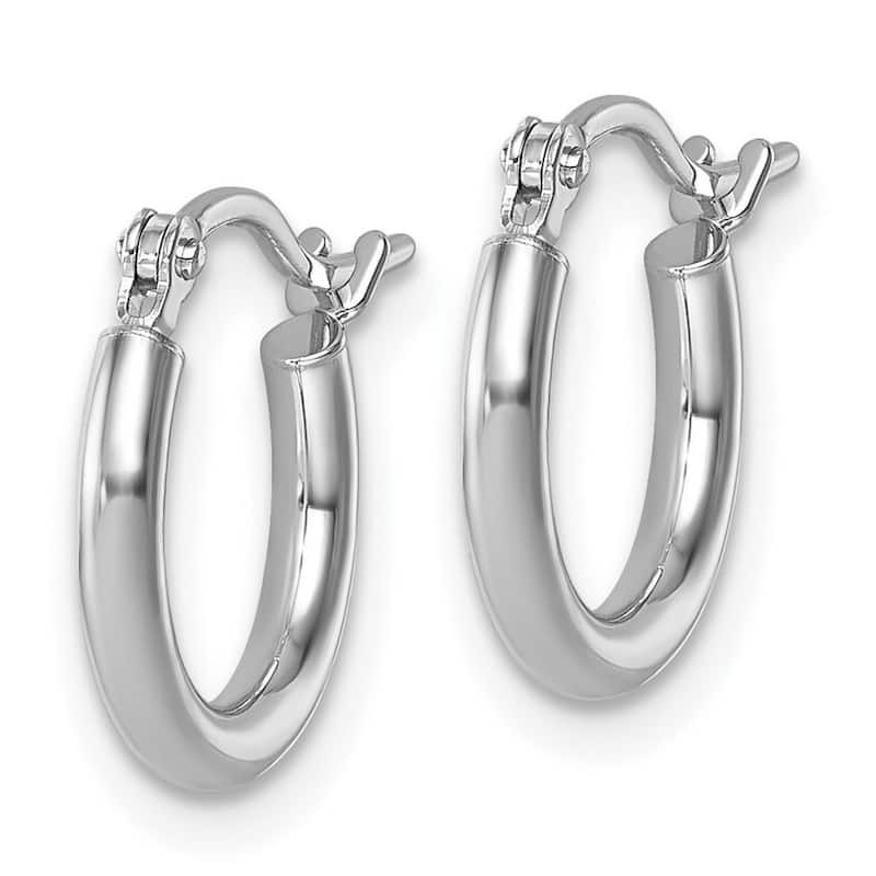 Curata 14k White Gold 12x2mm Polished Hinged Hoop Earrings