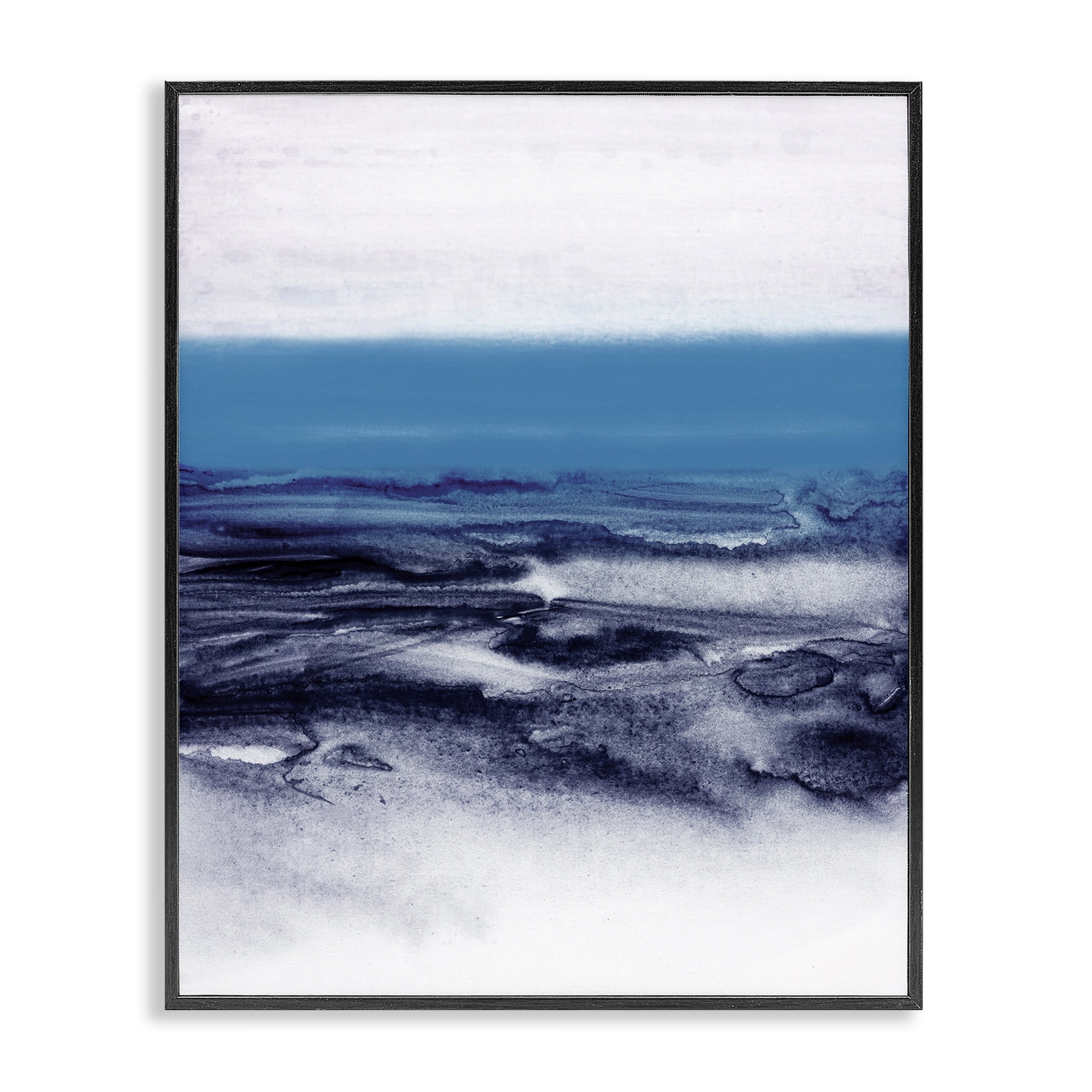 Stupell Watercolor Landscape in Blue Framed Giclee Art Design By 1x