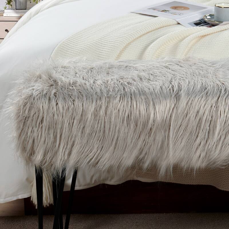 Home Soft Things Mongolian Fauxfur Ottoman 46"x16"x22" with Table Legs