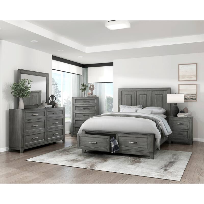 Queen Size Wood Platform Bed with Storage Drawers and Headboard
