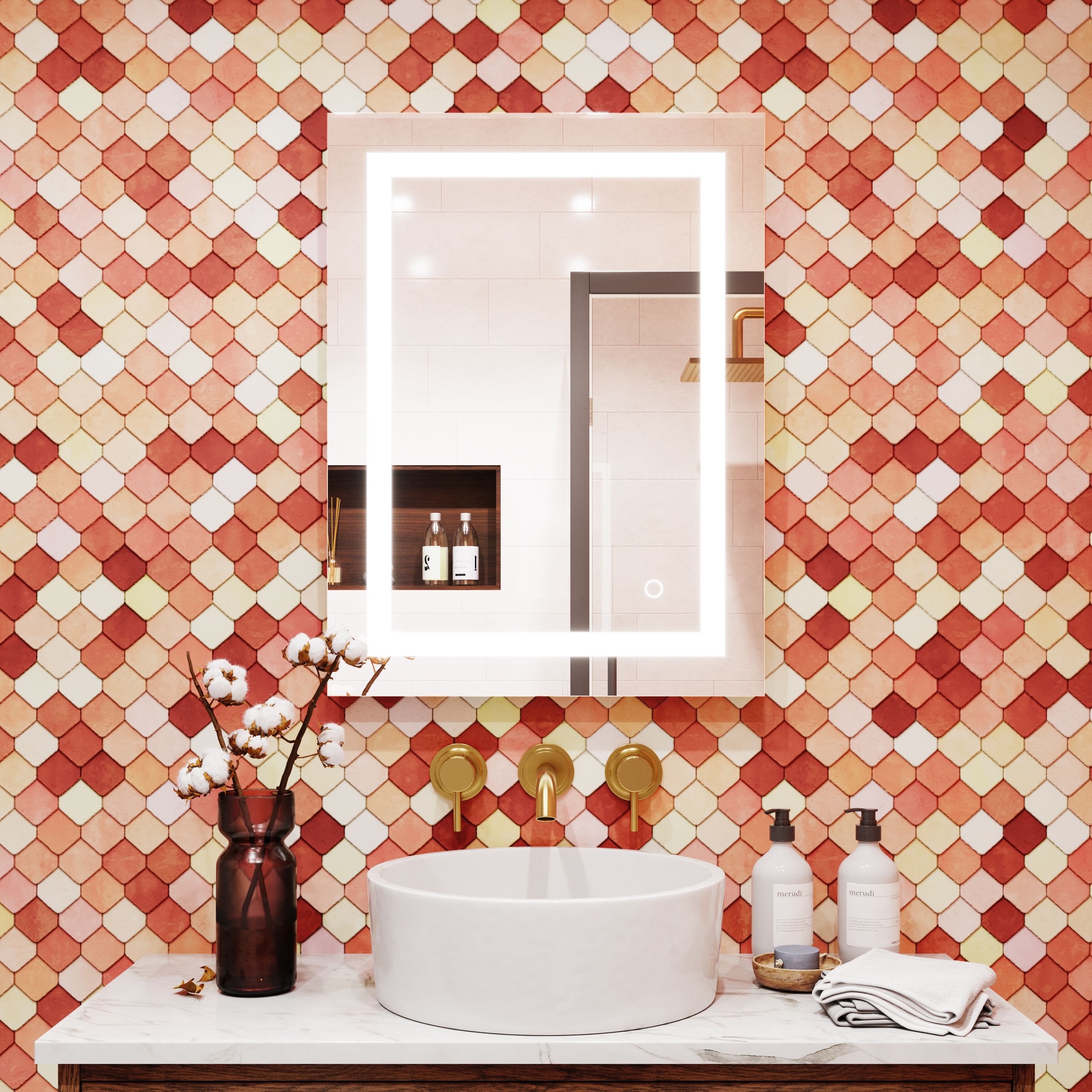 Pebble Grey 32 x 24 Frame Less Bath Wall Mirror 32 x 24