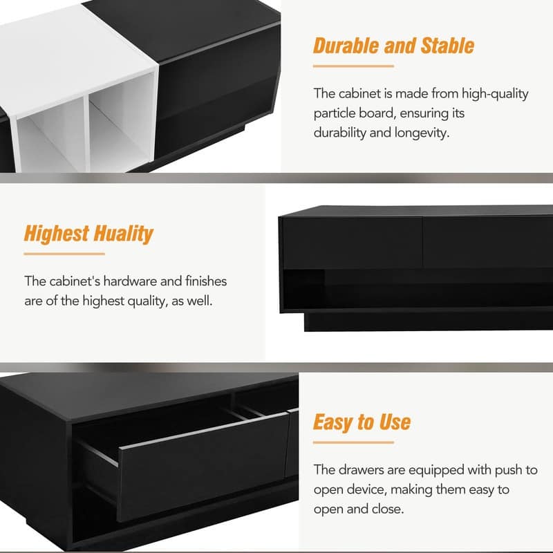 Modern/Sleek Wood TV Stand for TVs Up to 80'', Entertainment Center with Multiple Storage Solutions