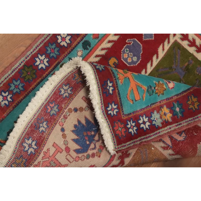 Hand Knotted Oriental 100% Wool Carpet Traditional Tribal Navy Blue & Blues Ardebil Runner Rug - 10' 7'' X 2' 6''