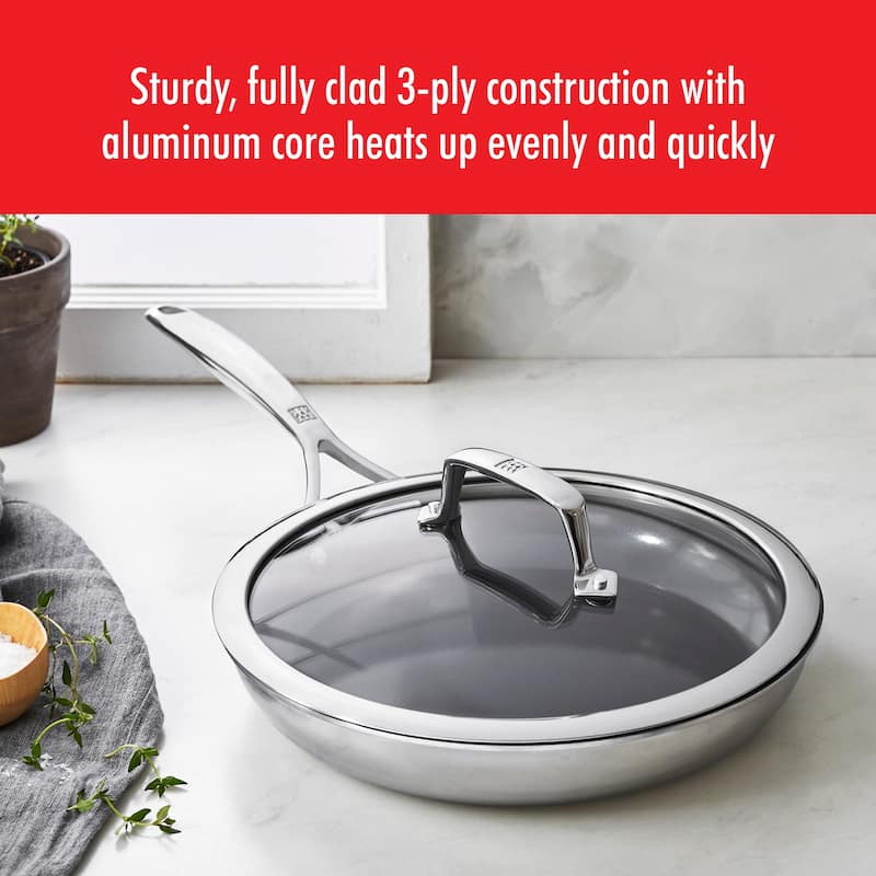 ZWILLING Energy Plus 10-inch Stainless Steel Ceramic Nonstick Fry Pan with Lid - 2-pc