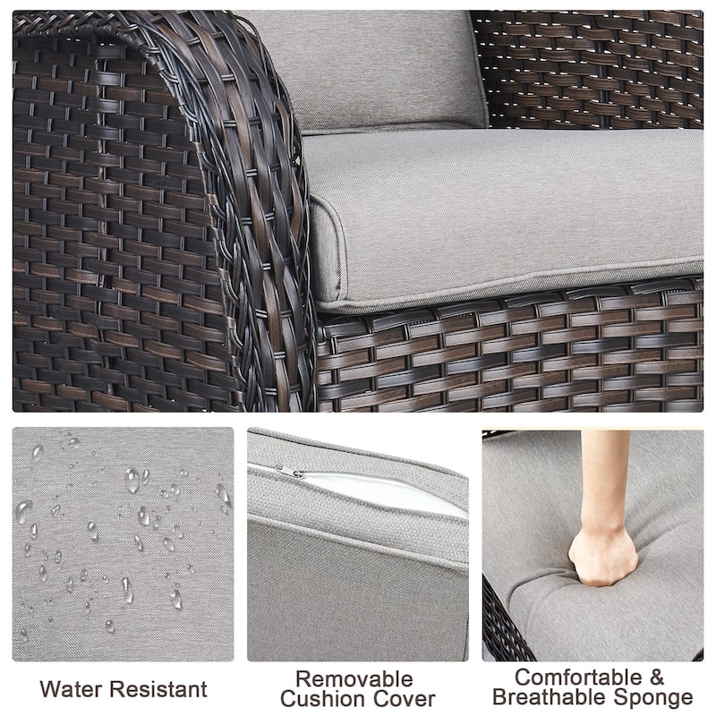 Outdoor Patio PE Chair with Fire Pit Table