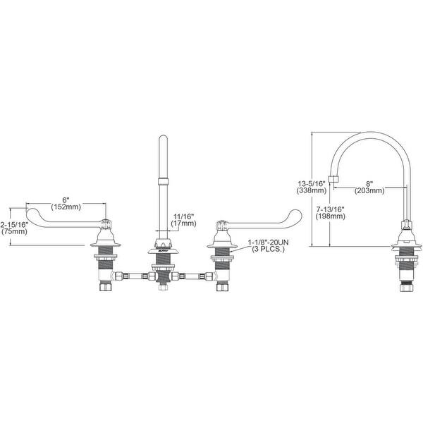 Elkay 1.5 GPM Deck Mounted Double Handle Utility Faucet with Metal