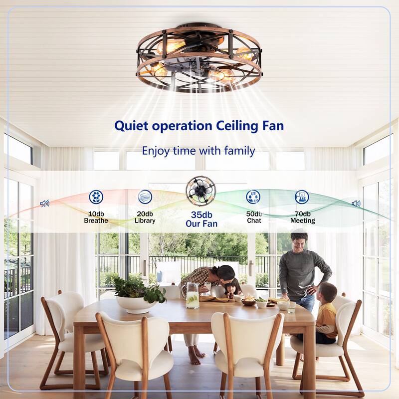 20Inch Farmhouse Ceiling Fans with Remote Control,6 Speed Reversible Flush Mount Low Profile Rustic Ceiling Fan - N/A