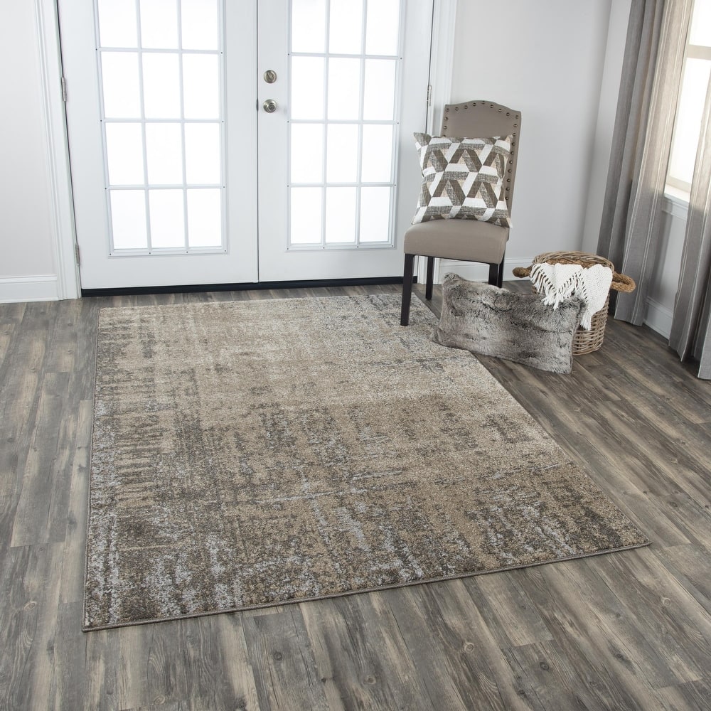 Alora Decor Venice Beige, Brown, and Silver Abstract Rug