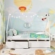 preview thumbnail 14 of 18, Costway Twin Size House Bed with Roof Safety Guardrail 2 Storage