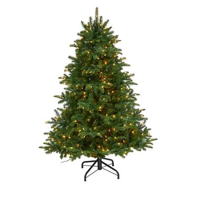 5ft. Spruce Artificial Christmas Tree with 300 Warm White Lights & 1370 Branches - Elegant Holiday X-Mas Tree