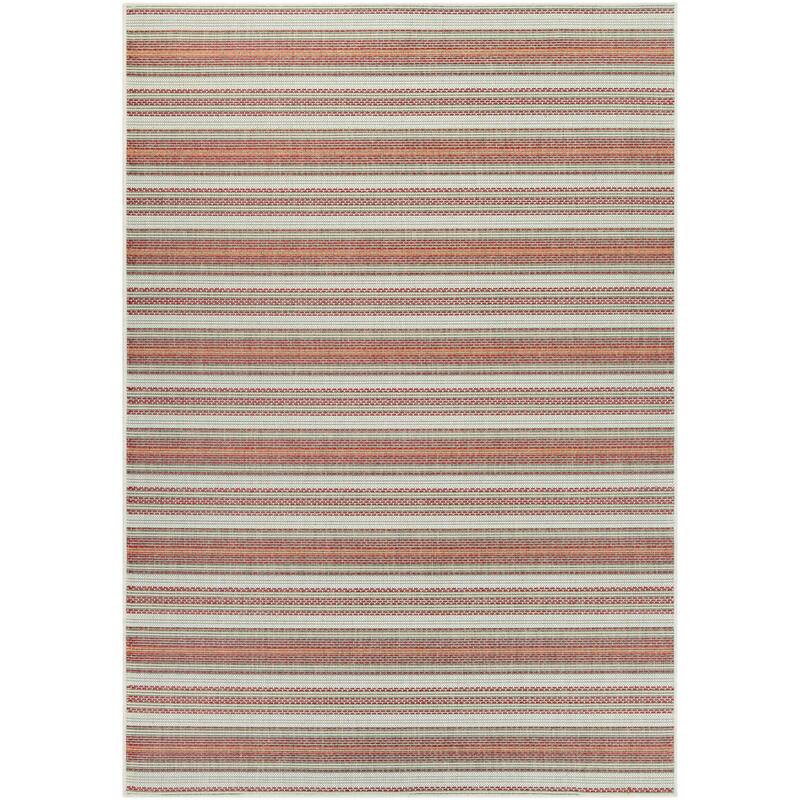 Dream Decor Rugs Samantha Sand Stripe Indoor Outdoor Area Rug - 3'9" x 5'5" - Red/Ivory