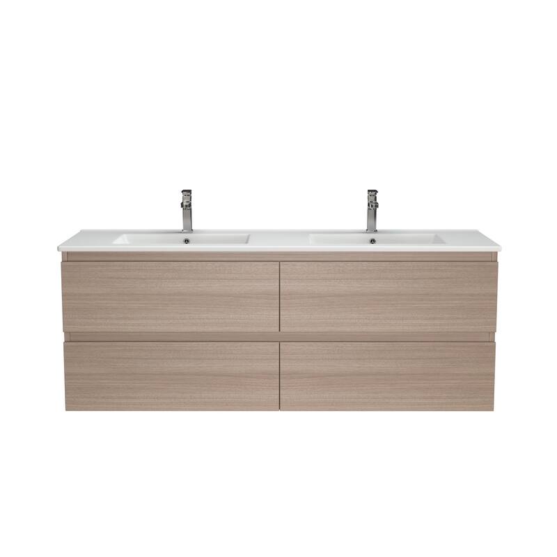 CB HOME 24''/30''/36''/48''/60'' Wall Mounted Bathroom Vanity with Sink, OAK Floating Bathroom Vanity Cabinet with Sink,Drawers.