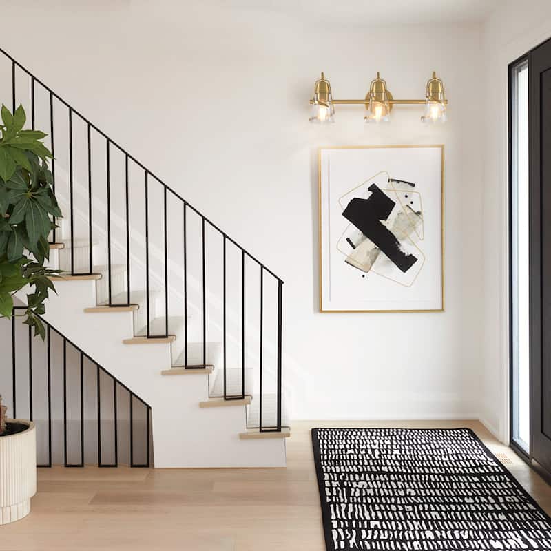 Parrot Uncle 24" Modern Gold 3-Light Seeded Glass Vanity Light Wall Sconce