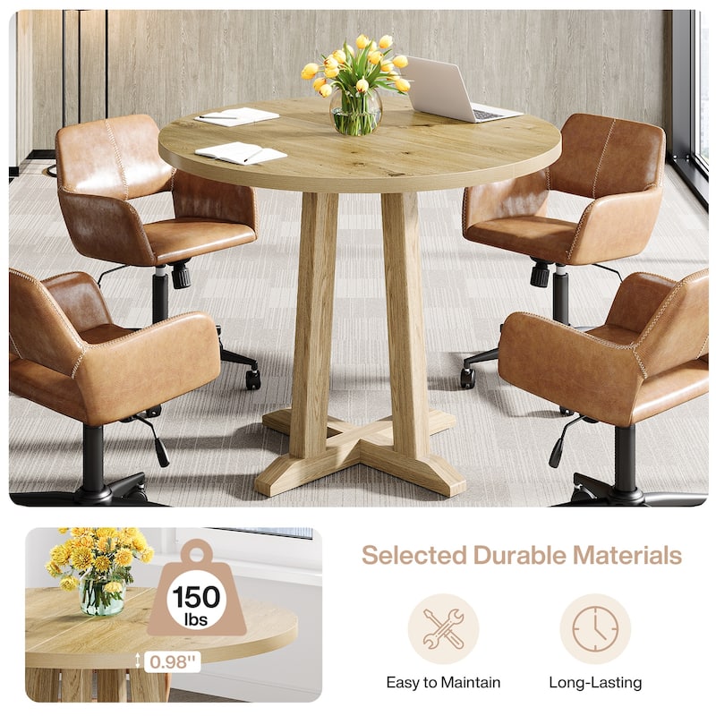 Small Conference Table 31.5" Round Office Meeting Table - N/A
