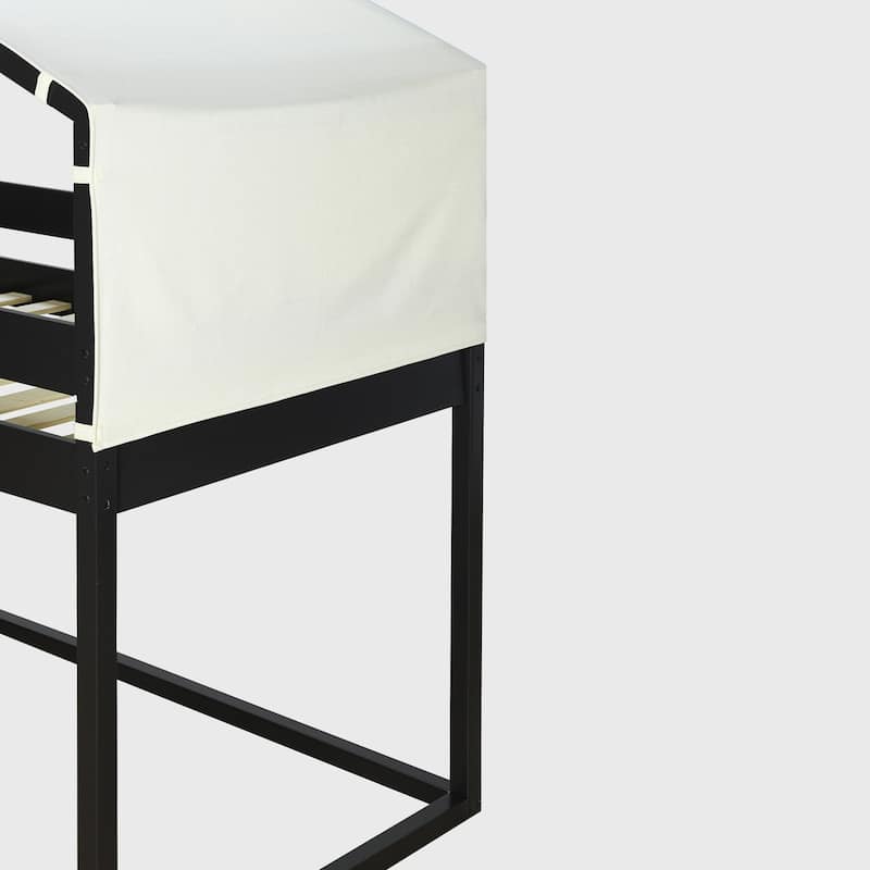 Twin Over Twin Bunk Bed Wood Bed with Tent