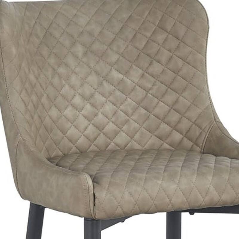 HomeRoots Set of Two 30" Gray and Black Faux Leather and Metal Low Back Bar Height Bar Chairs