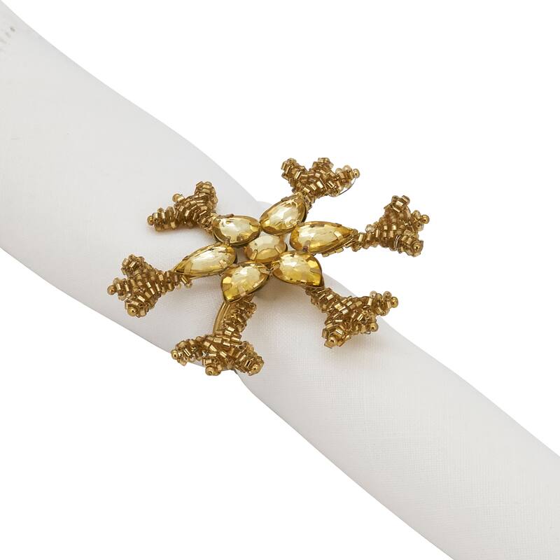 Beaded Napkin Rings With Snowflake Design (Set of 4)