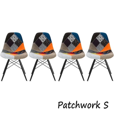 Set of 4 Modern Designer Side Molded Plastic Armless Dining Kitchen Office Side Chair With Dark Black Eiffel Wood Legs