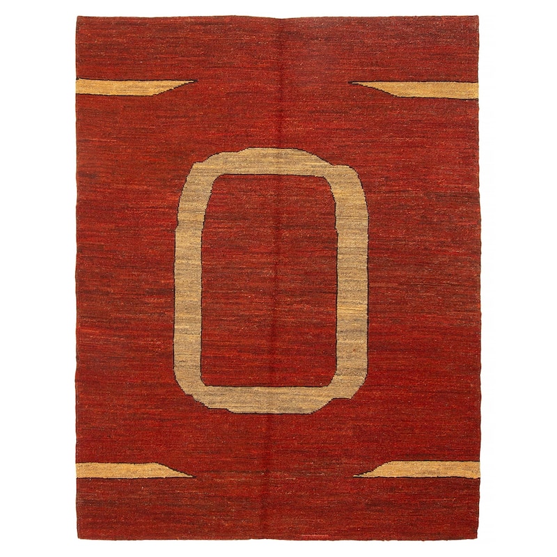 ECARPETGALLERY Flat-Weave Natural Red Wool Tapestry Kilim - 4'11 x 6'6 - Dark Red - 4'11 x 6'6