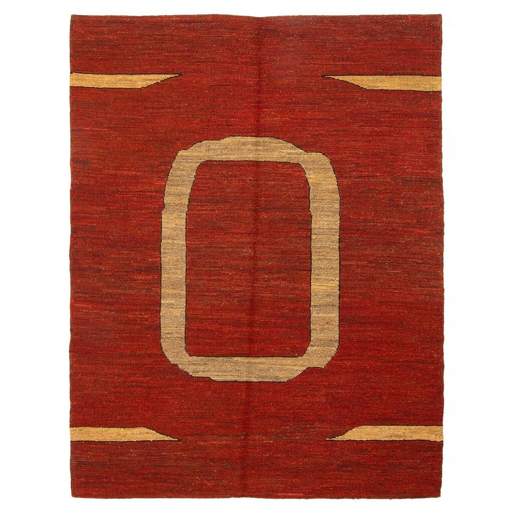 ECARPETGALLERY Flat-Weave Natural Red Wool Tapestry Kilim - 4'11 x 6'6