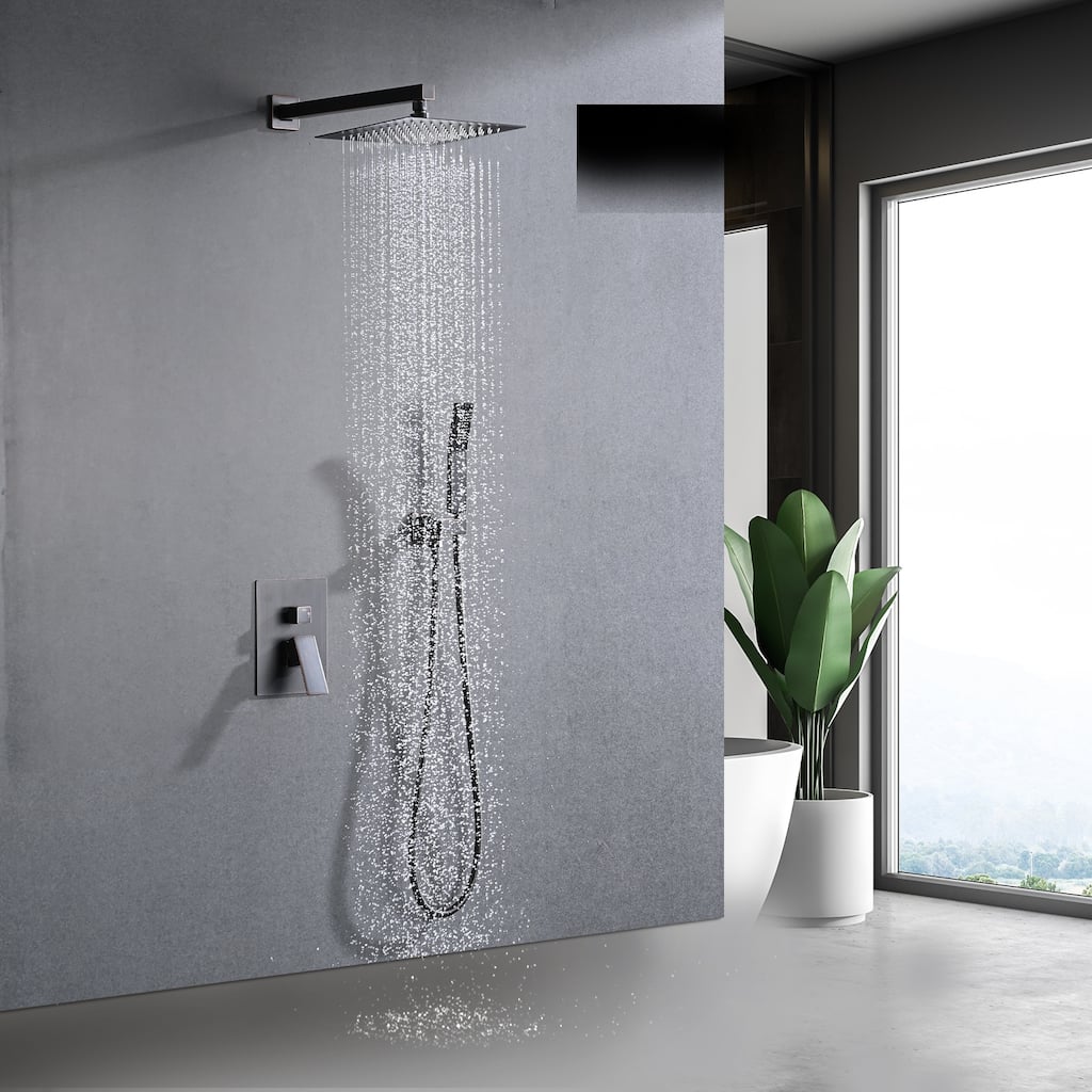 Shower System Shower Faucet Combo Set Wall Mounted with 10" Rainfall Shower Head and handheld shower faucet
