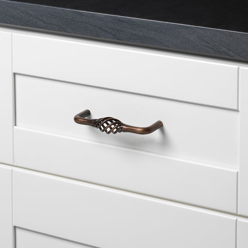 GlideRite 3-3/4-inch Screw Center Twisted Birdcage Cabinet Hardware Pull - Rustic Bronze (Pack of 10)
